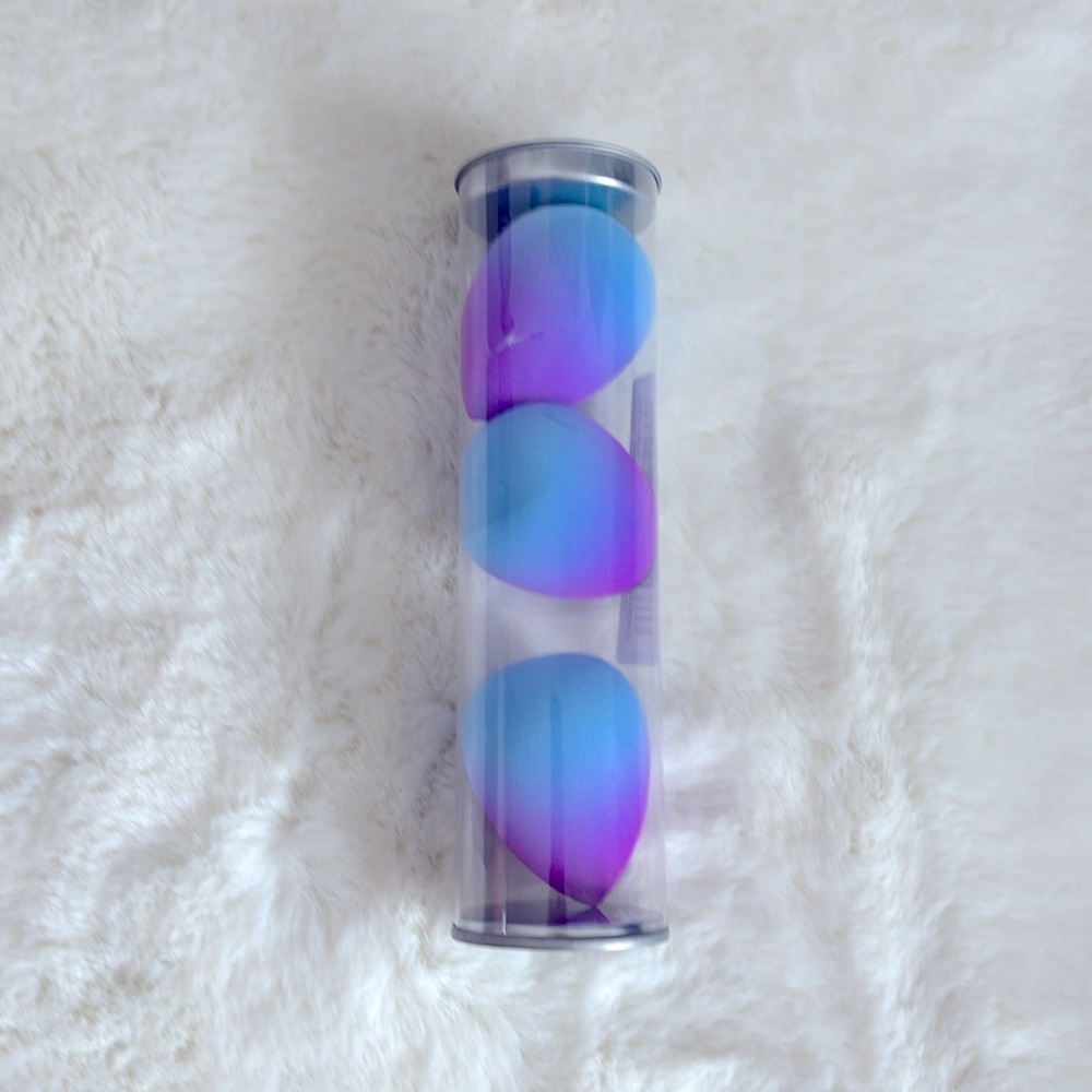 3 count purple and blue gradient beauty makeup sponges